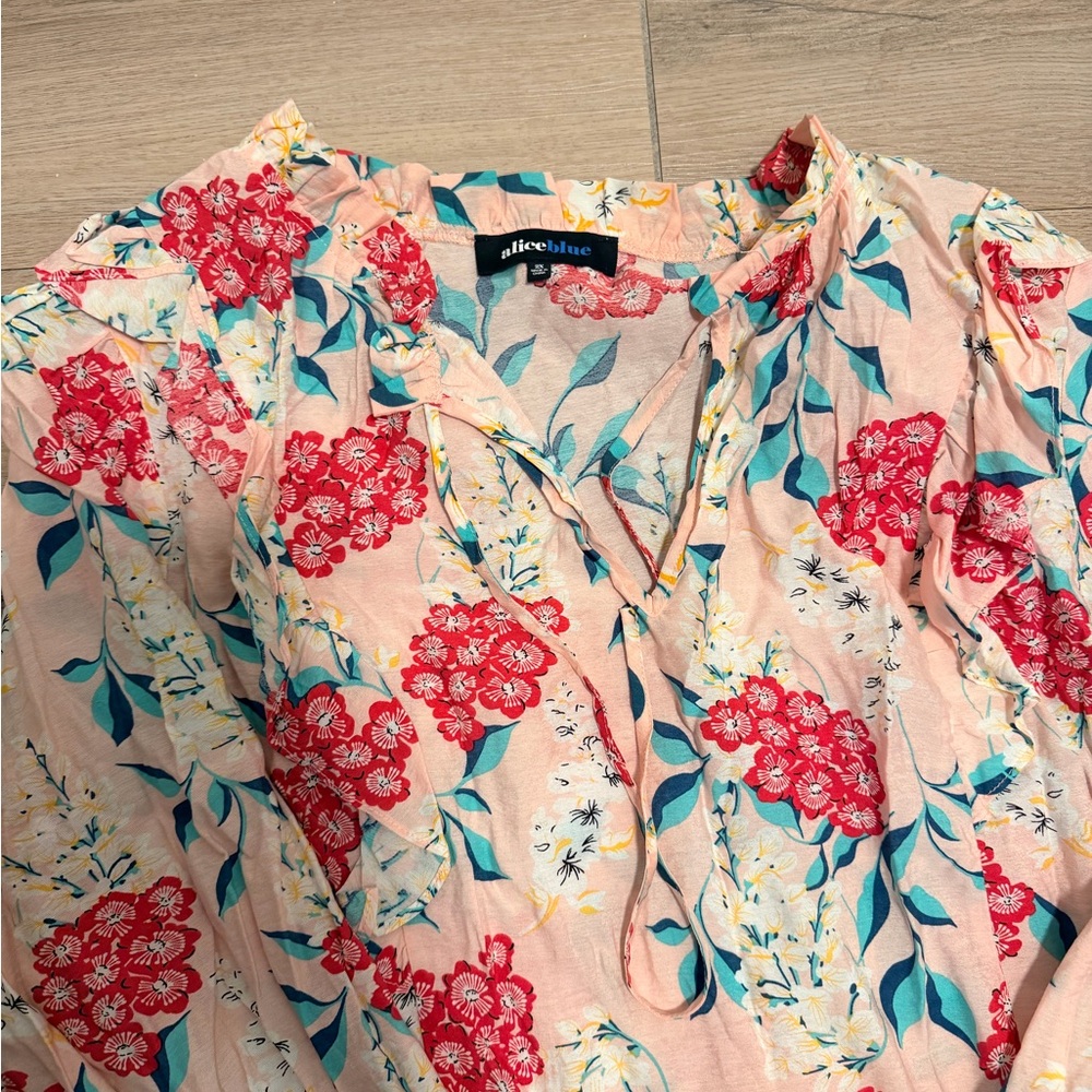 Alice Blue Red and Blue Floral Blouse - Picture 3 of 3
